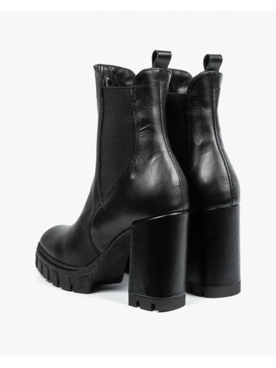 Czarne botki damskie skórzane