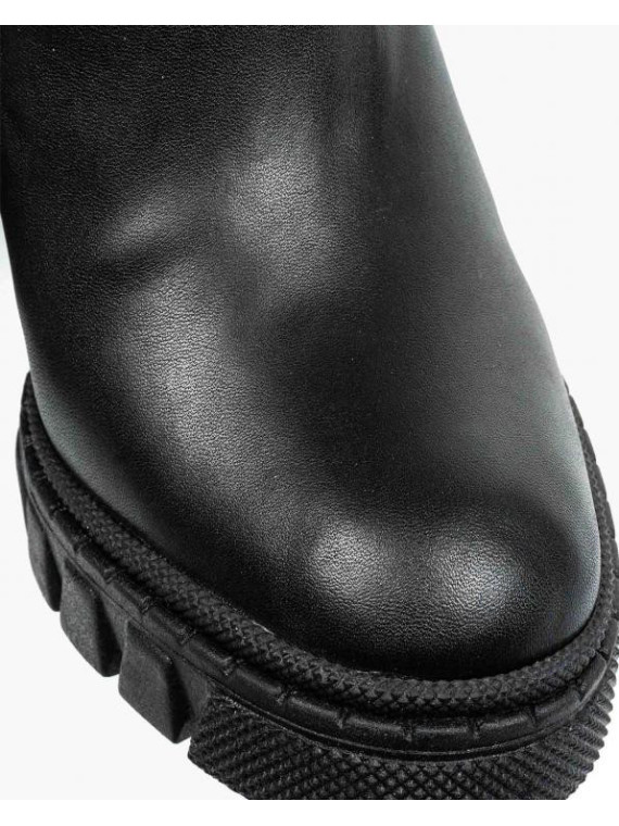 Czarne botki damskie skórzane