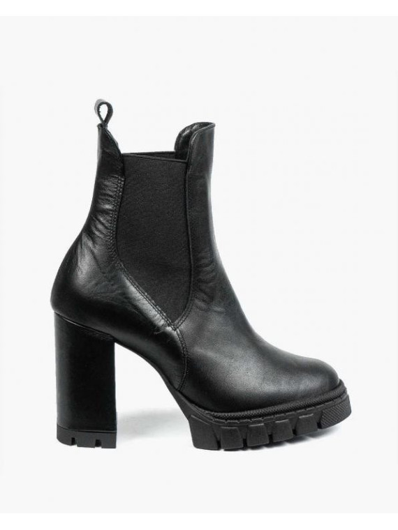 Czarne botki damskie skórzane