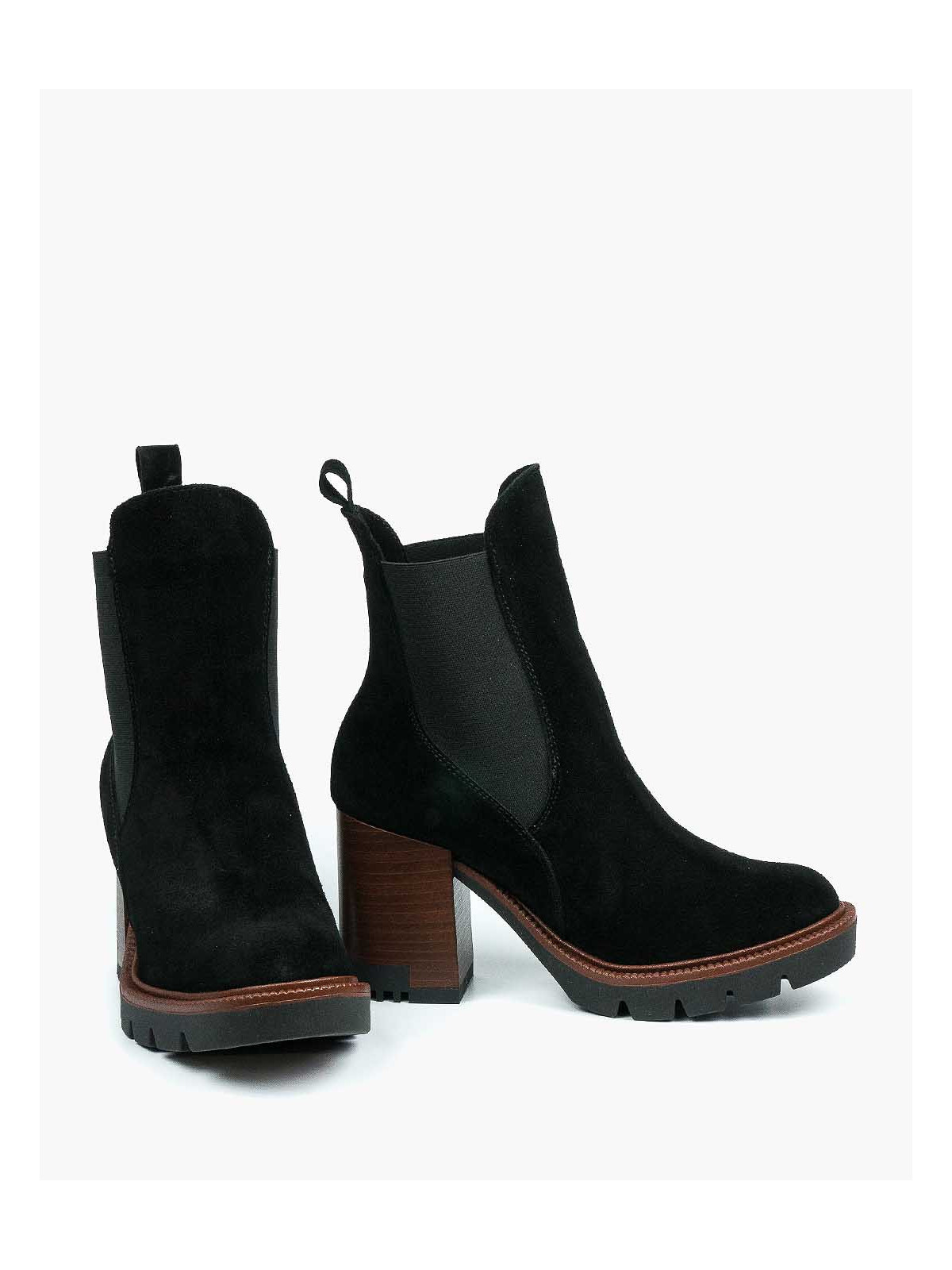 Czarne botki damskie skórzane