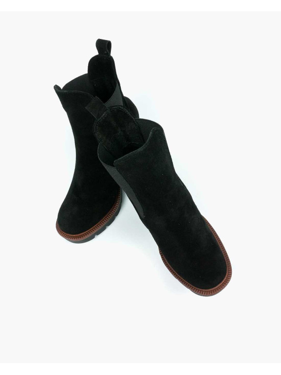 Czarne botki damskie skórzane