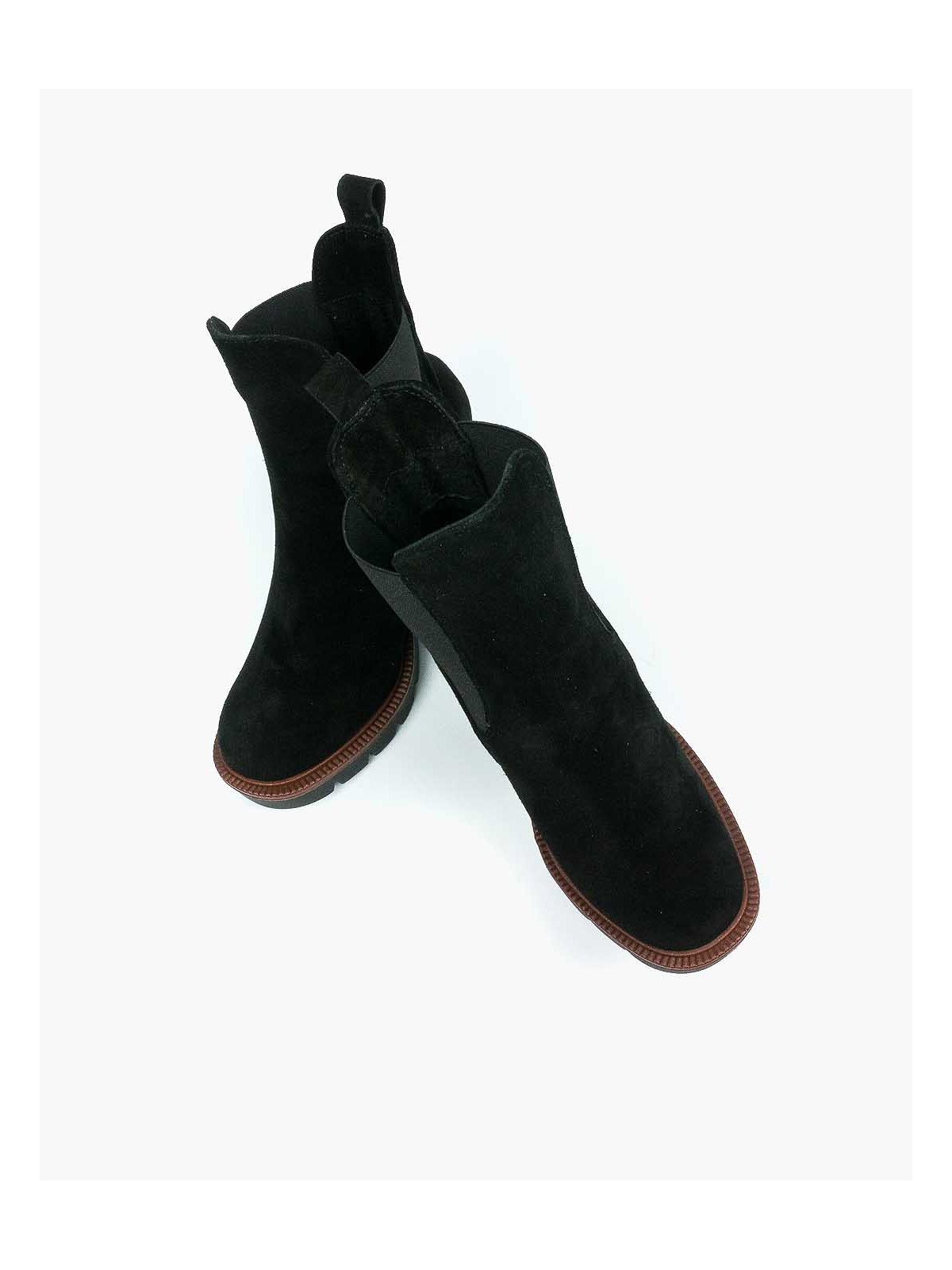 Czarne botki damskie skórzane