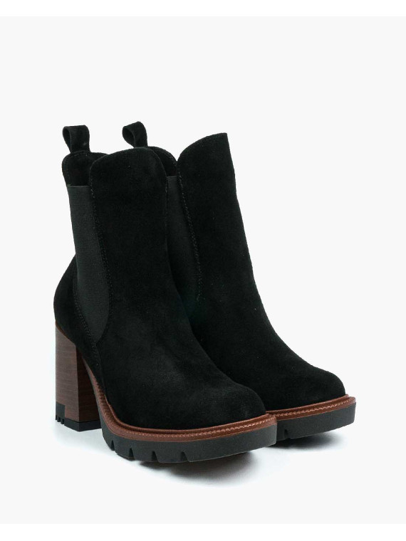 Czarne botki damskie skórzane