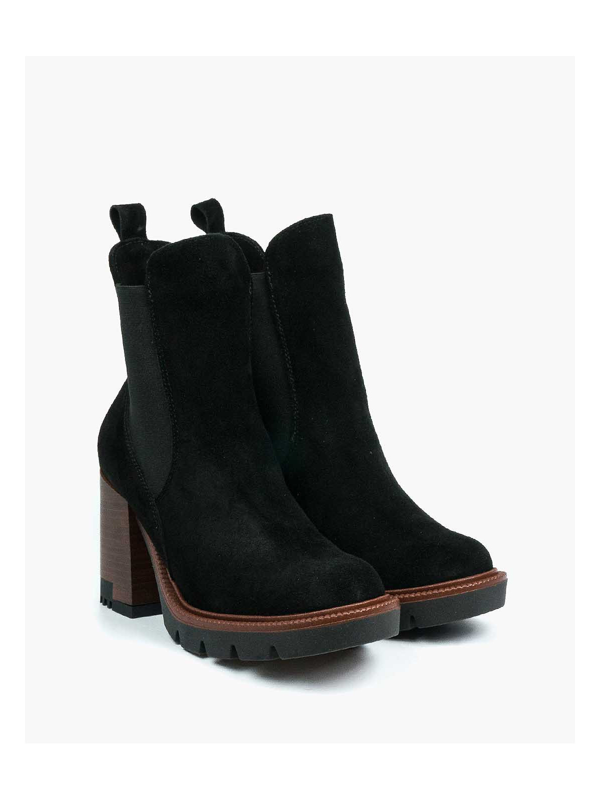 Czarne botki damskie skórzane