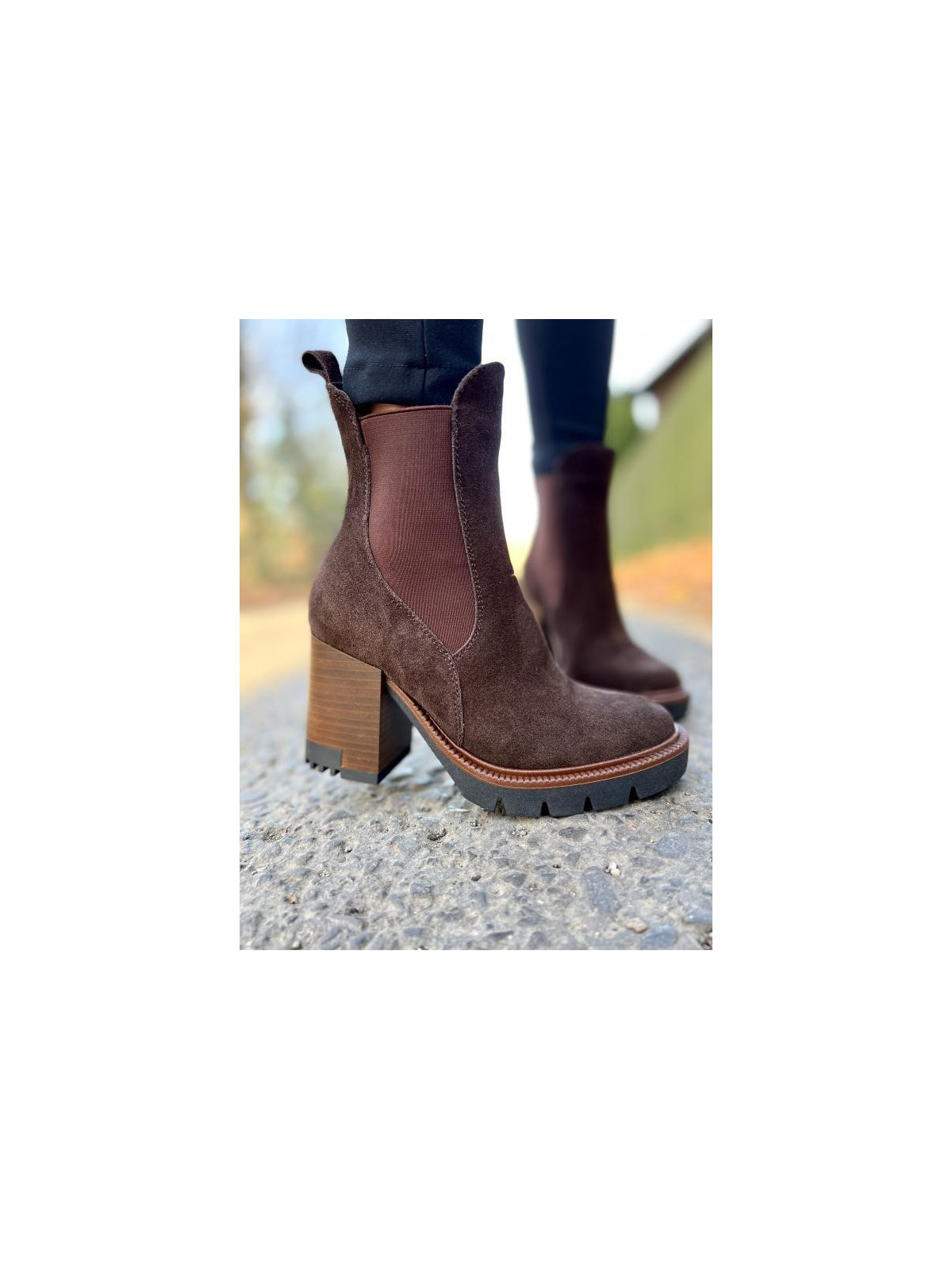 Brązowe botki damskie skórzane