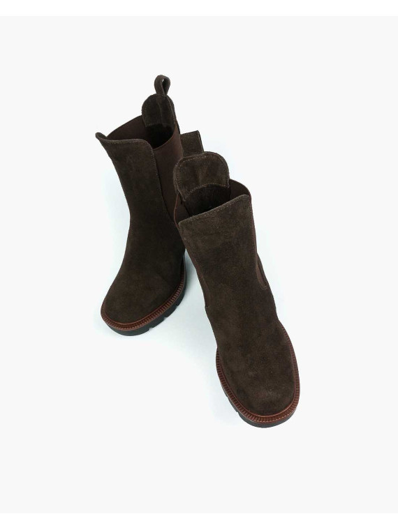 Brązowe botki damskie skórzane