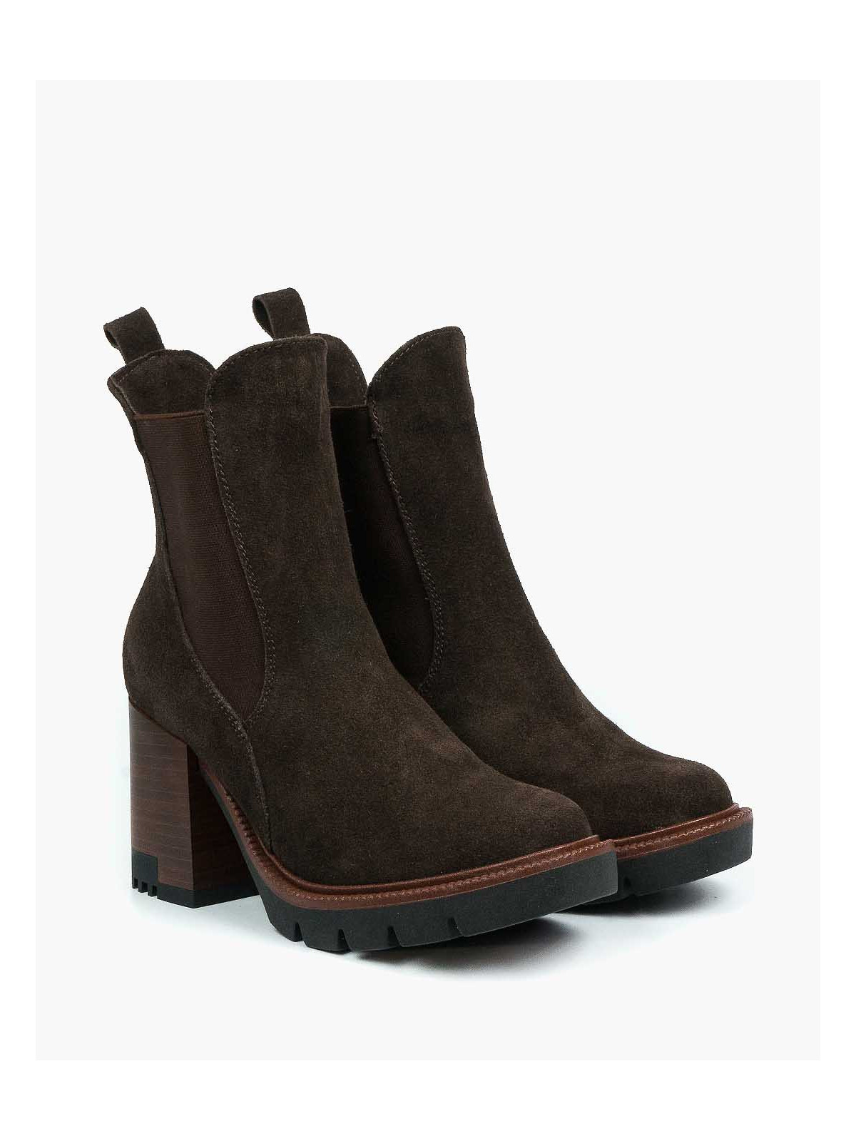 Brązowe botki damskie skórzane