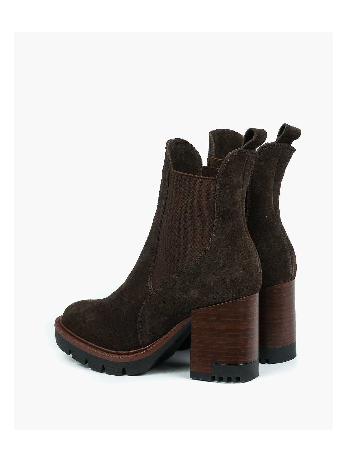 Brązowe botki damskie skórzane