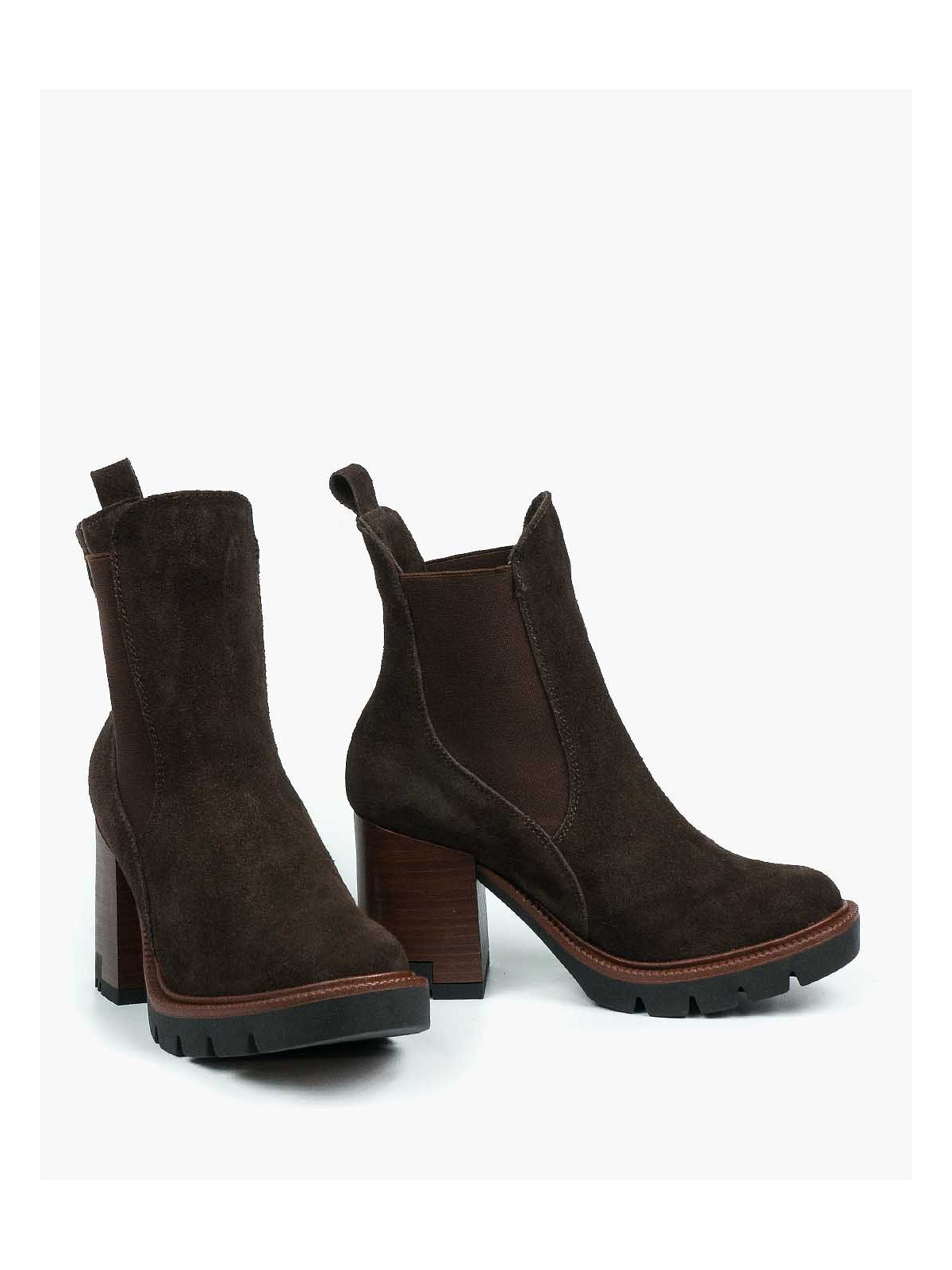 Brązowe botki damskie skórzane