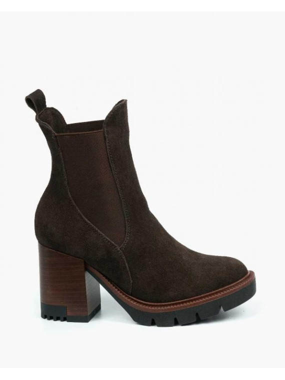 Brązowe botki damskie skórzane