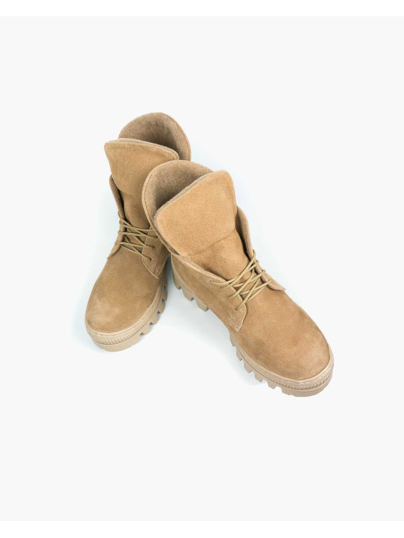 Beżowe trapery damskie skórzane