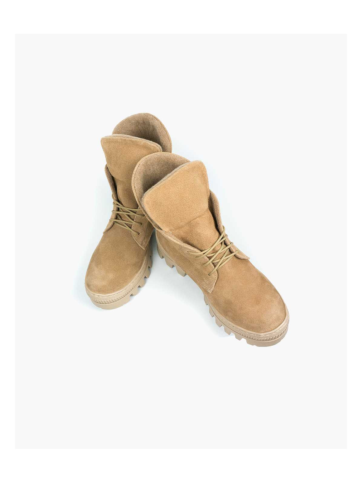 Beżowe trapery damskie skórzane