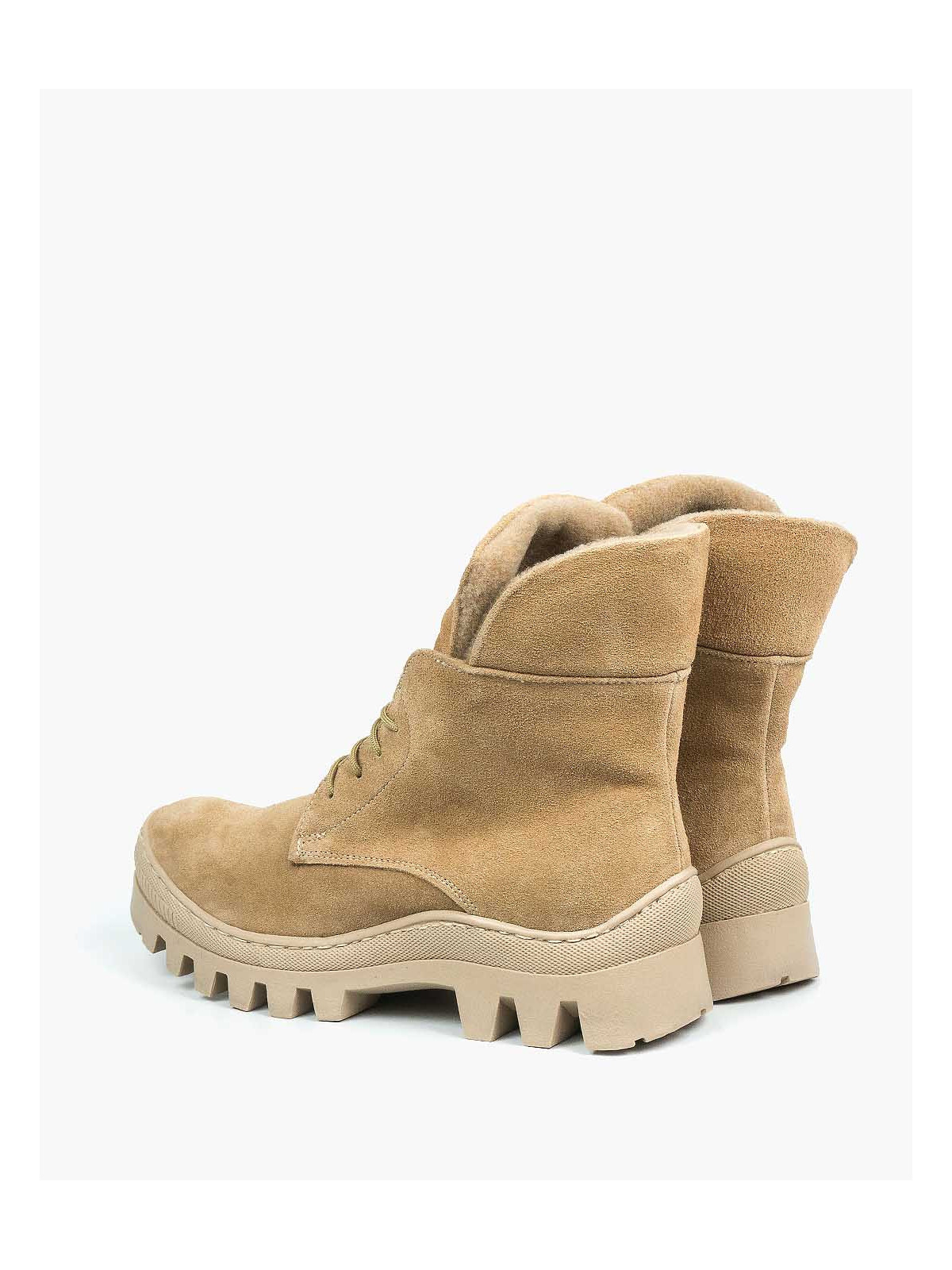 Beżowe trapery damskie skórzane