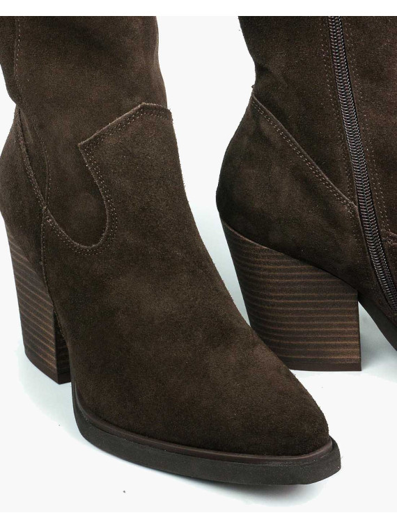 Brązowe kozaki damskie skórzane