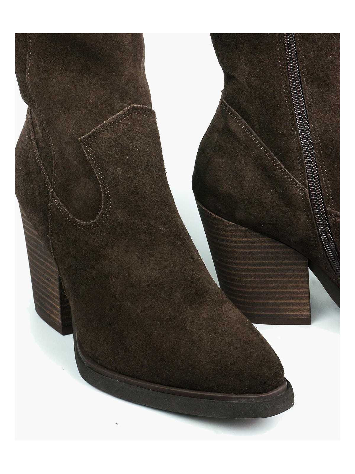 Brązowe kozaki damskie skórzane