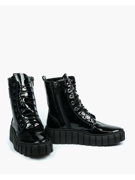 Czarne botki damskie skórzane