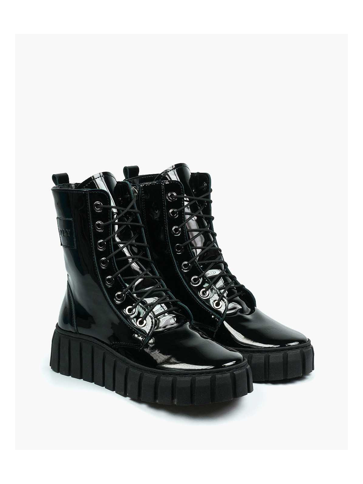 Czarne botki damskie skórzane