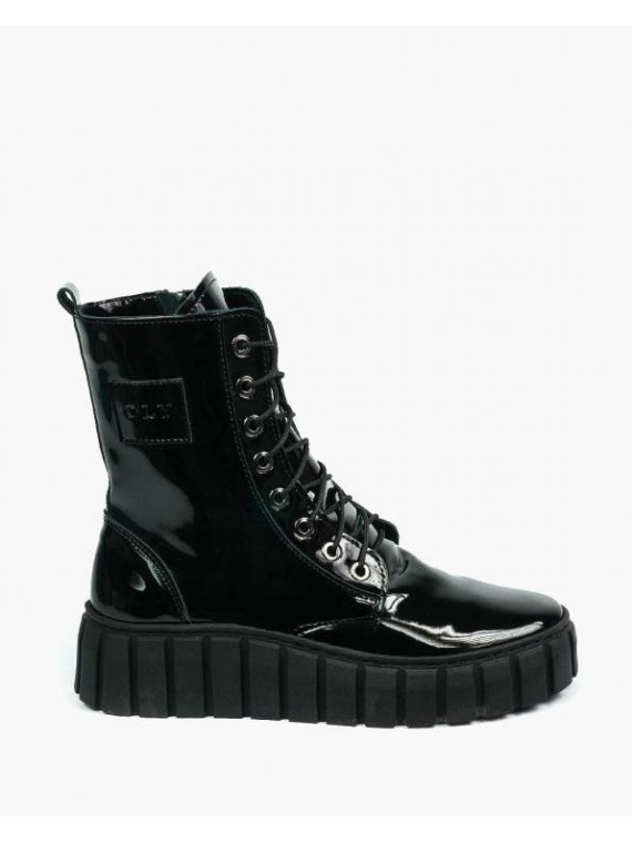 Czarne botki damskie skórzane