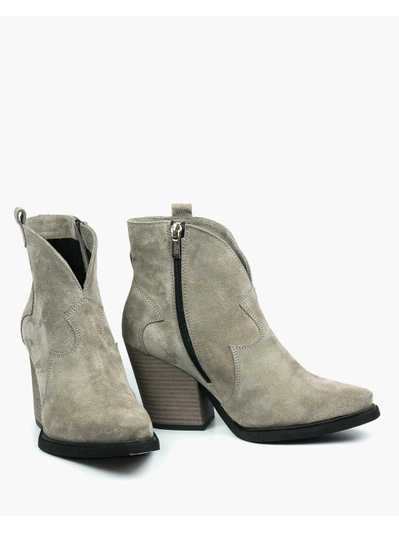 Szare botki damskie skórzane