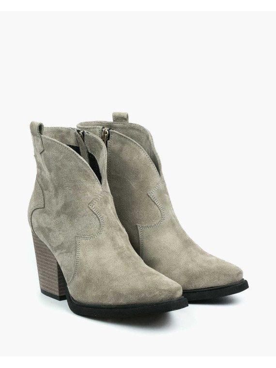 Szare botki damskie skórzane