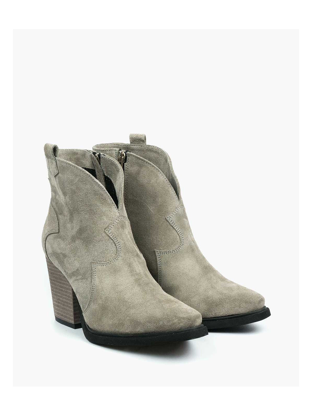 Szare botki damskie skórzane