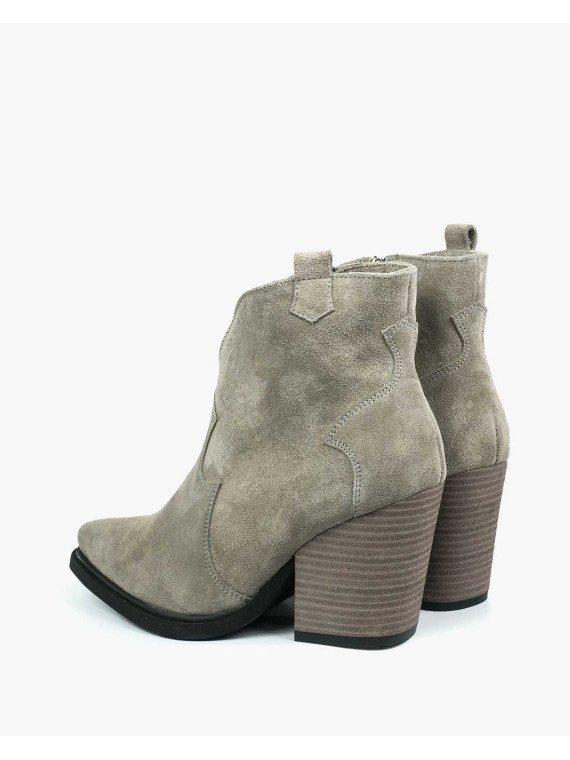 Szare botki damskie skórzane
