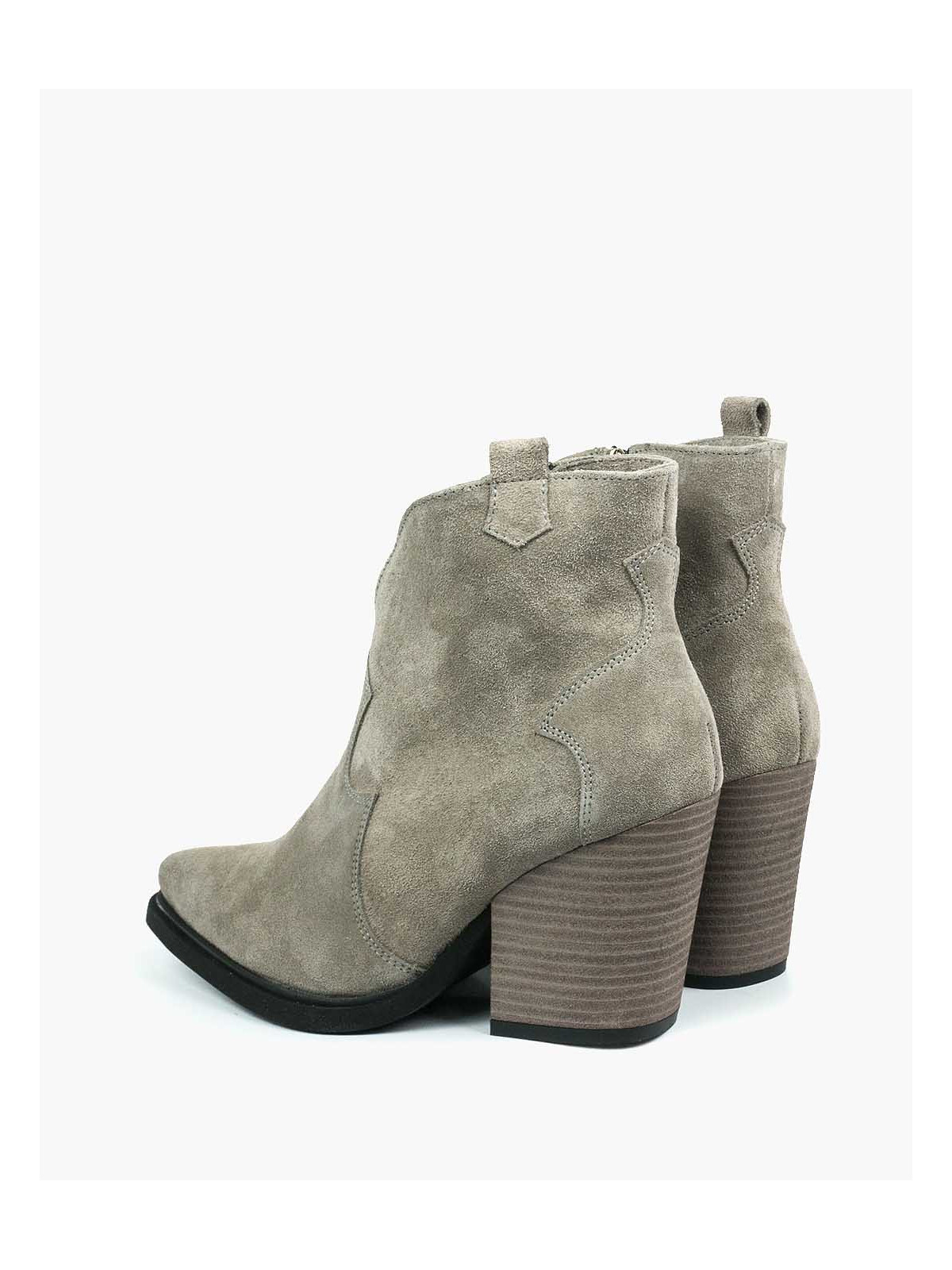 Szare botki damskie skórzane