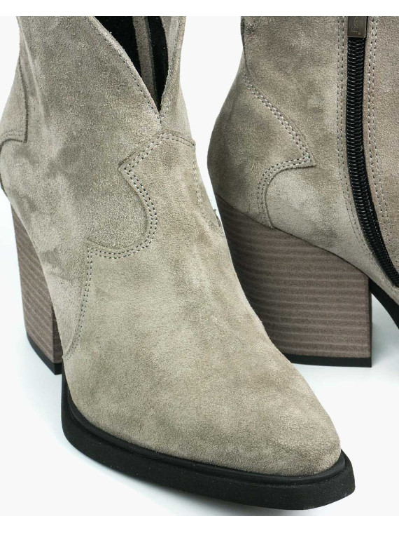 Szare botki damskie skórzane