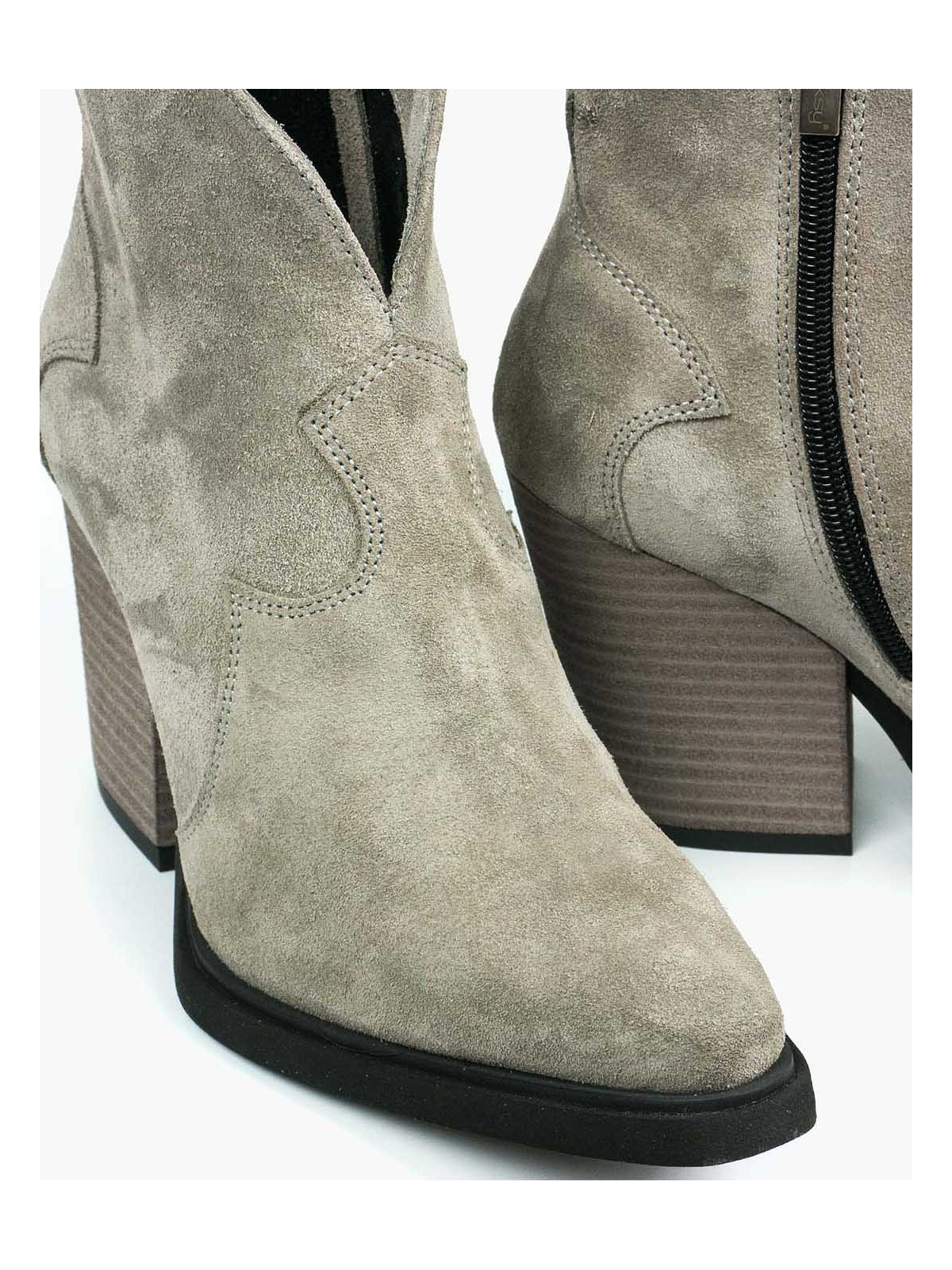 Szare botki damskie skórzane