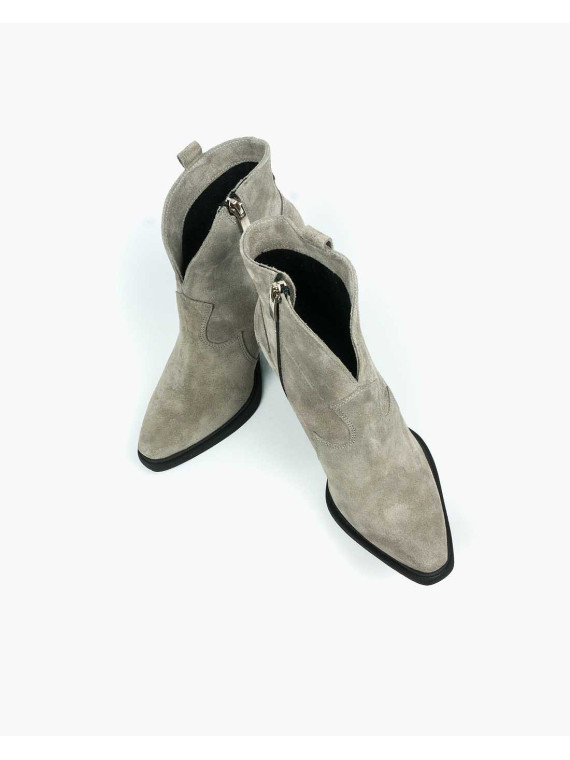 Szare botki damskie skórzane