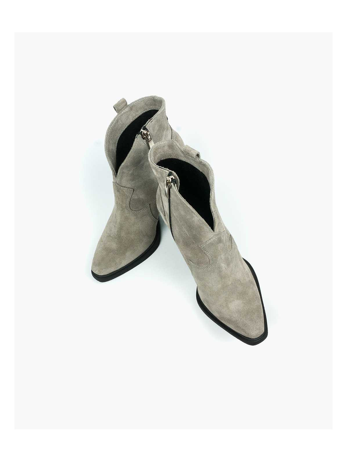 Szare botki damskie skórzane