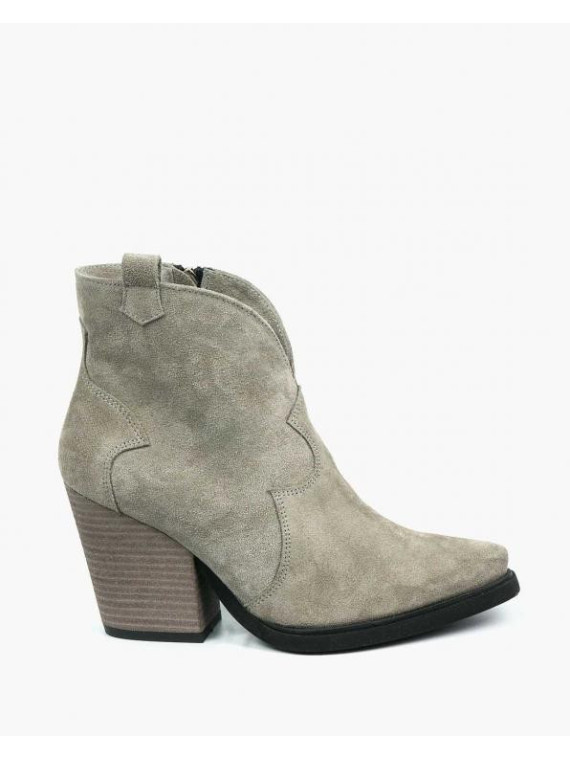 Szare botki damskie skórzane
