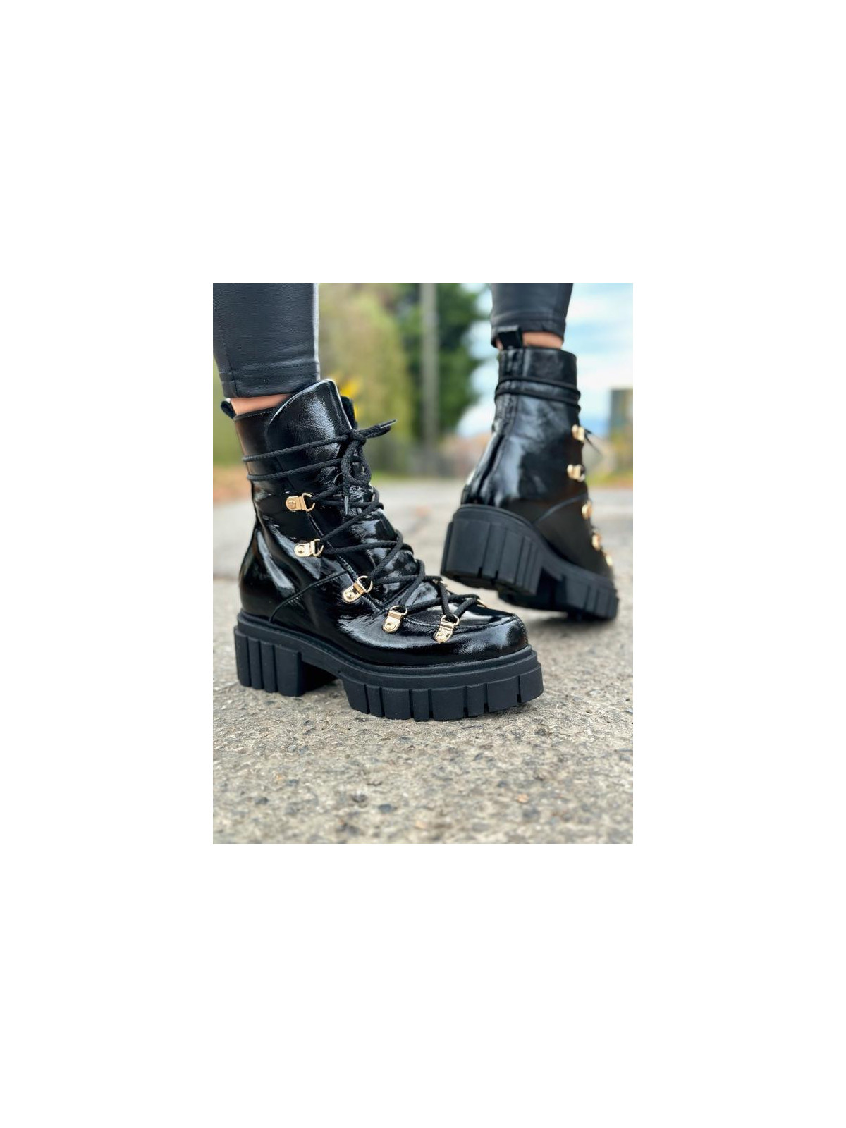 Czarne śniegowce damskie skórzane