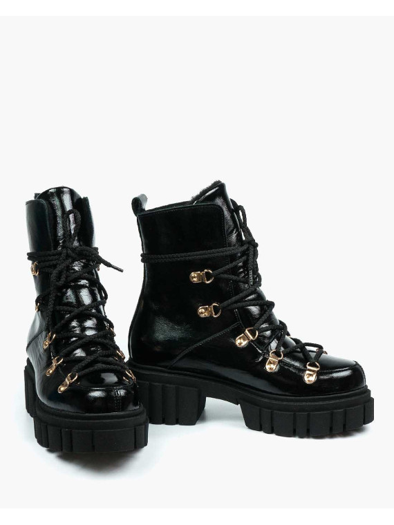 Czarne śniegowce damskie skórzane