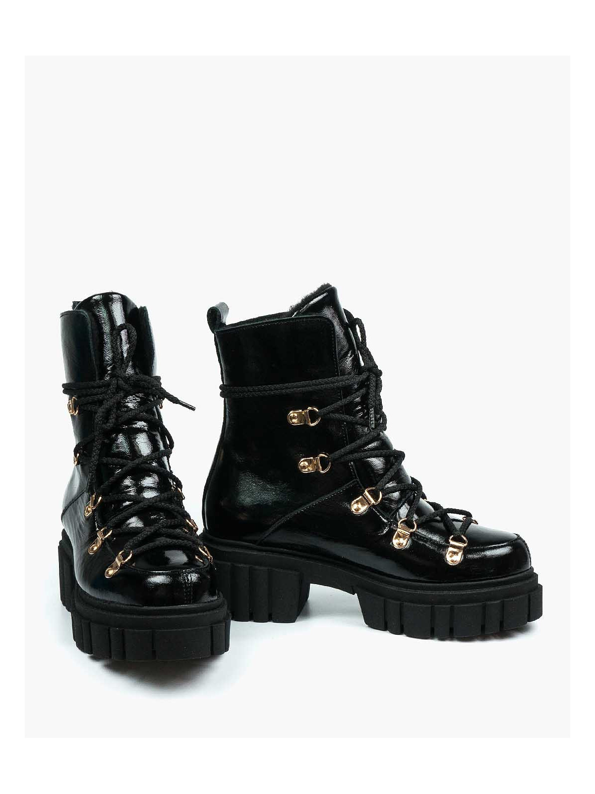 Czarne śniegowce damskie skórzane