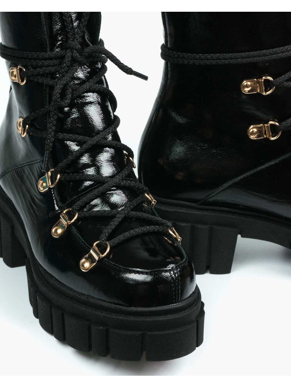 Czarne śniegowce damskie skórzane