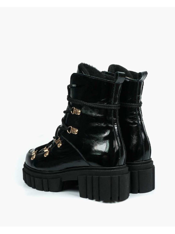 Czarne śniegowce damskie skórzane