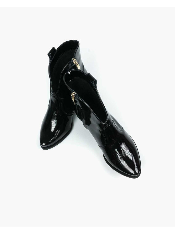 Czarne botki damskie skórzane