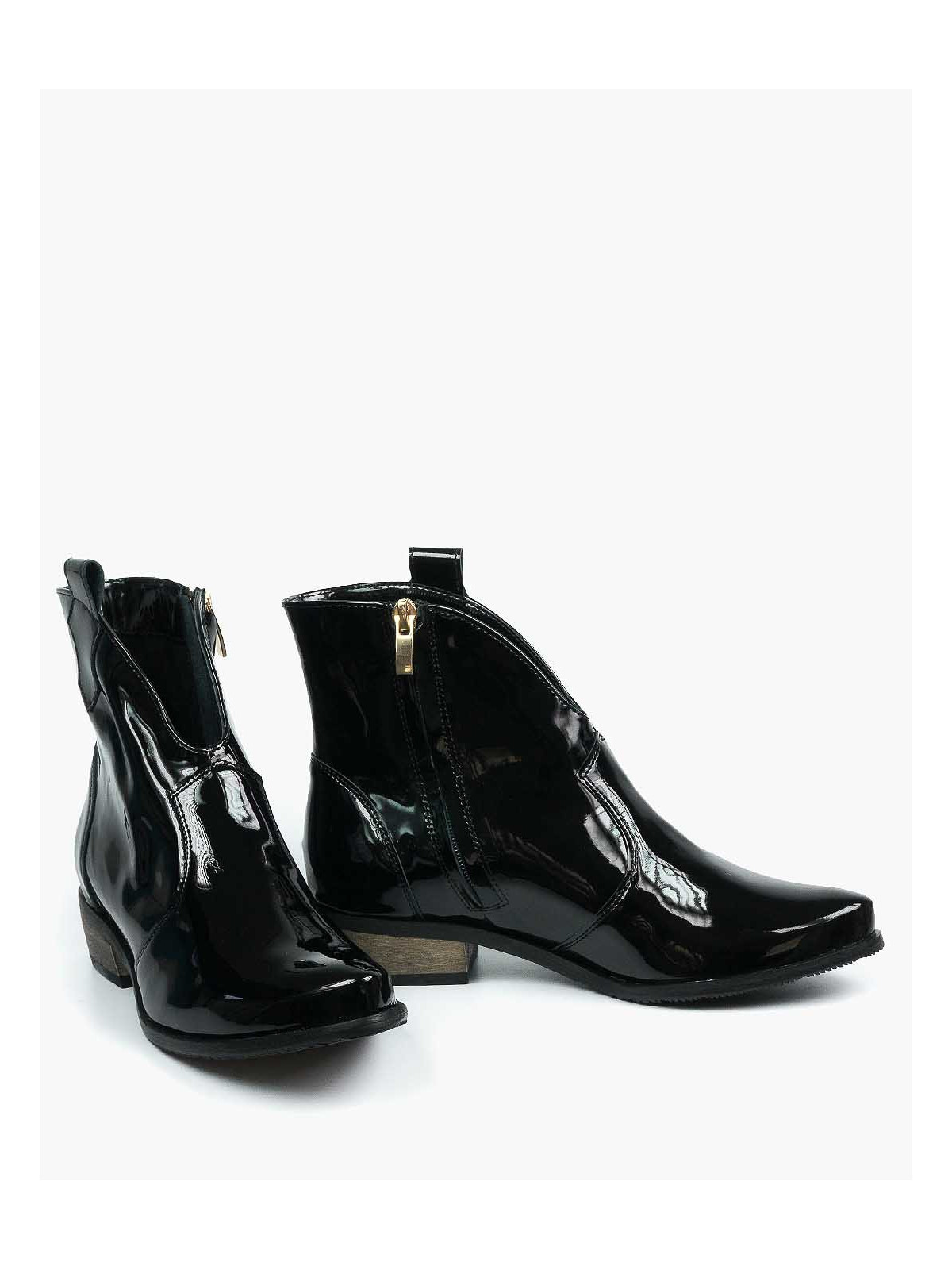 Czarne botki damskie skórzane