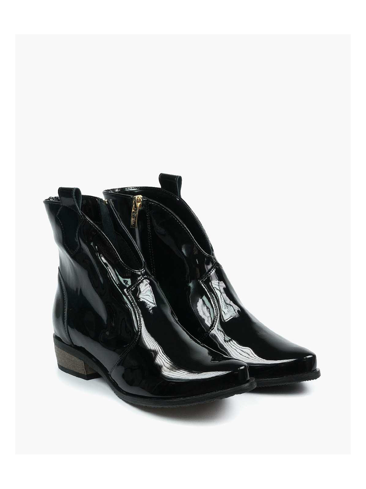 Czarne botki damskie skórzane