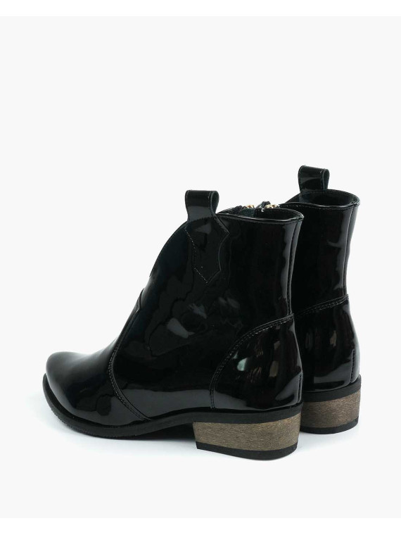 Czarne botki damskie skórzane