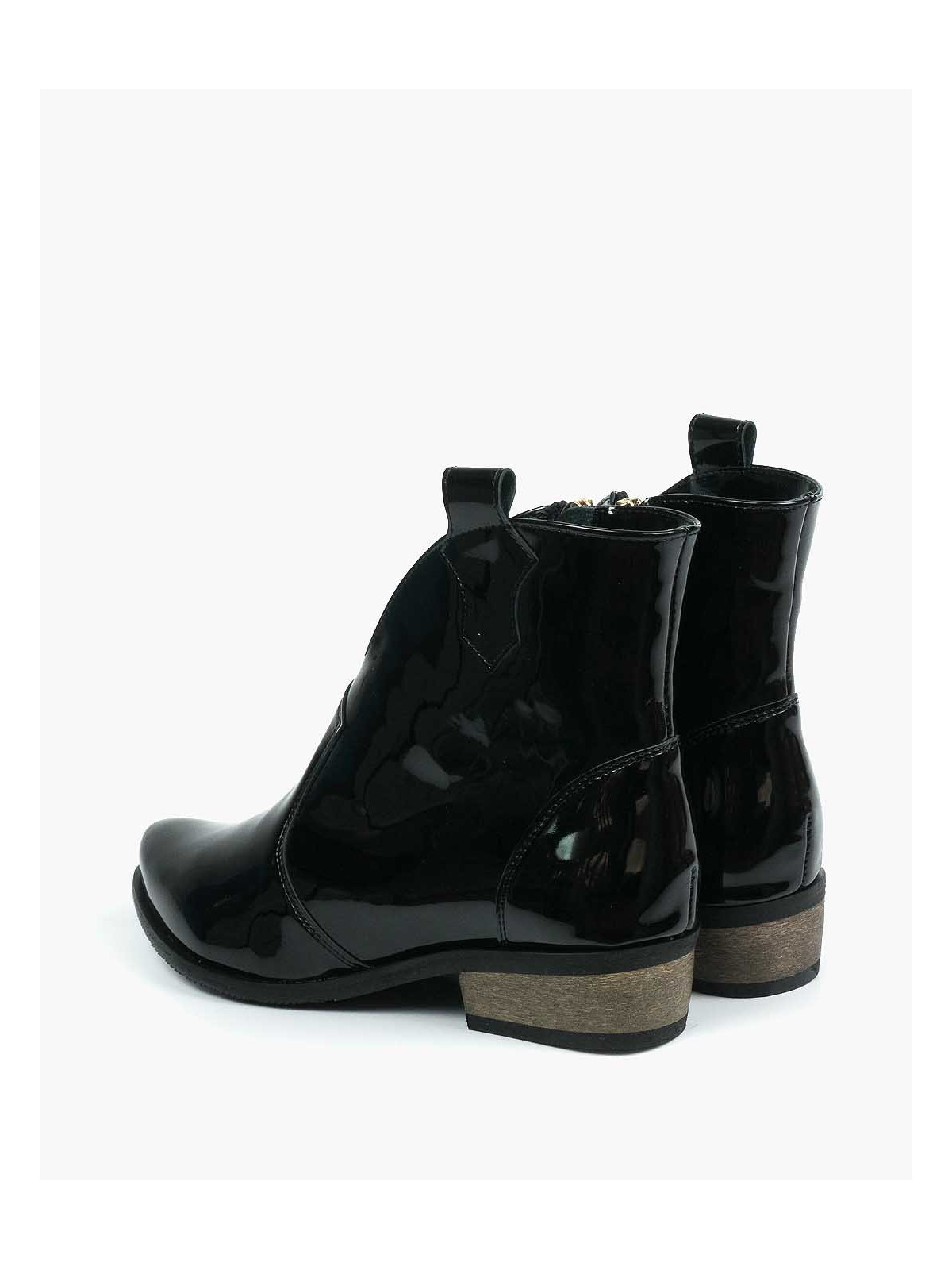 Czarne botki damskie skórzane