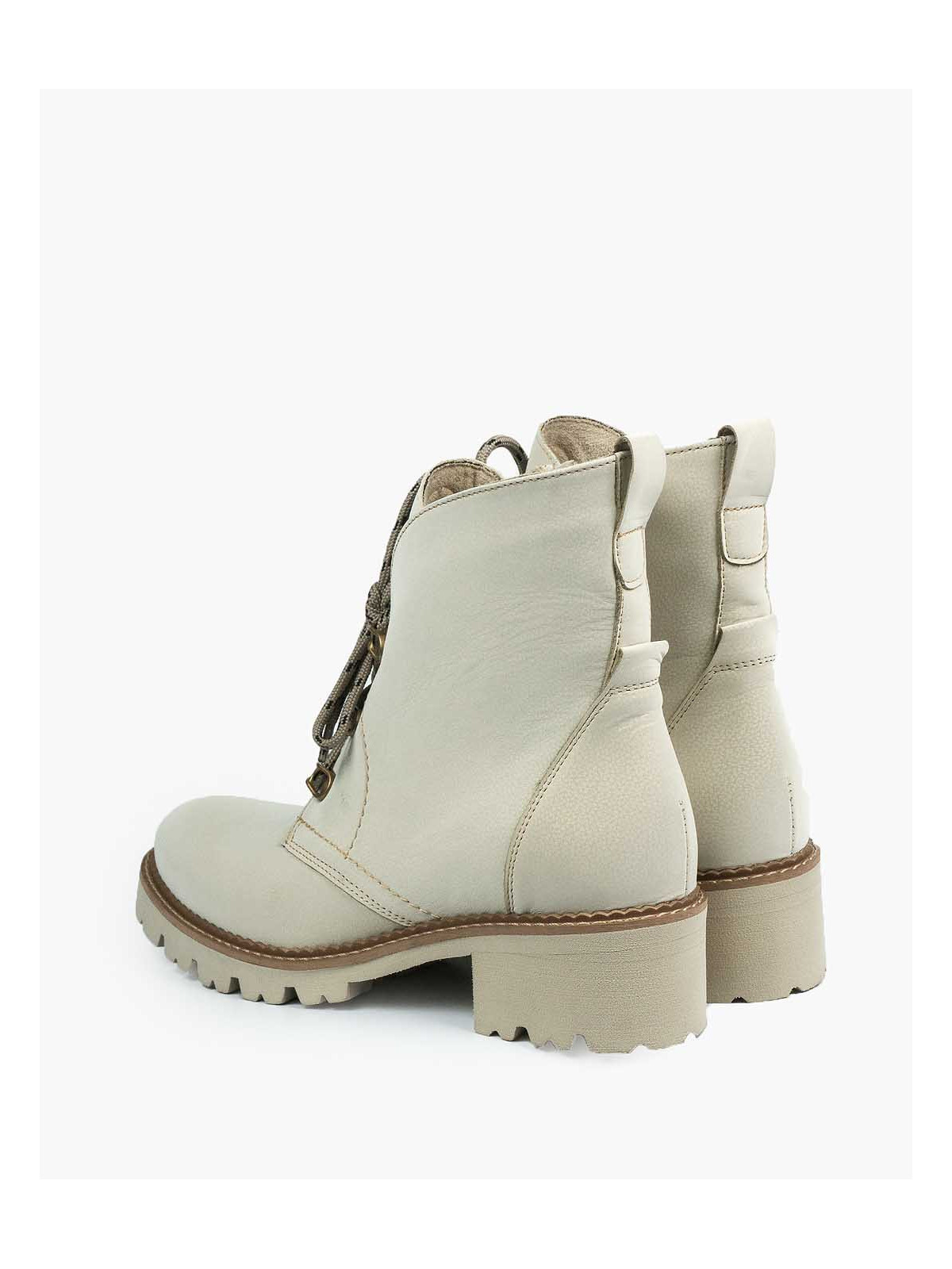 Beżowe trapery damskie skórzane