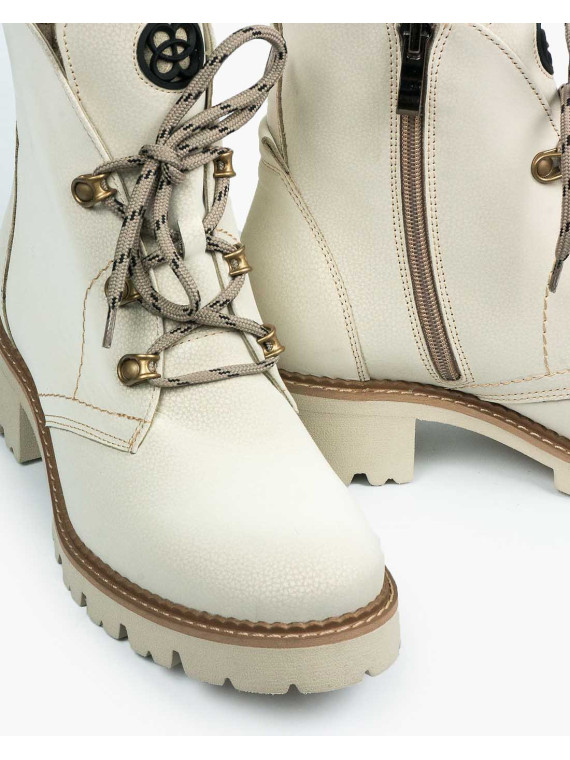 Beżowe trapery damskie skórzane