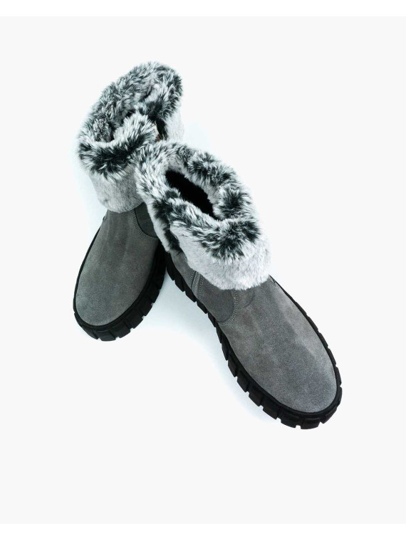 Szare śniegowce damskie skórzane