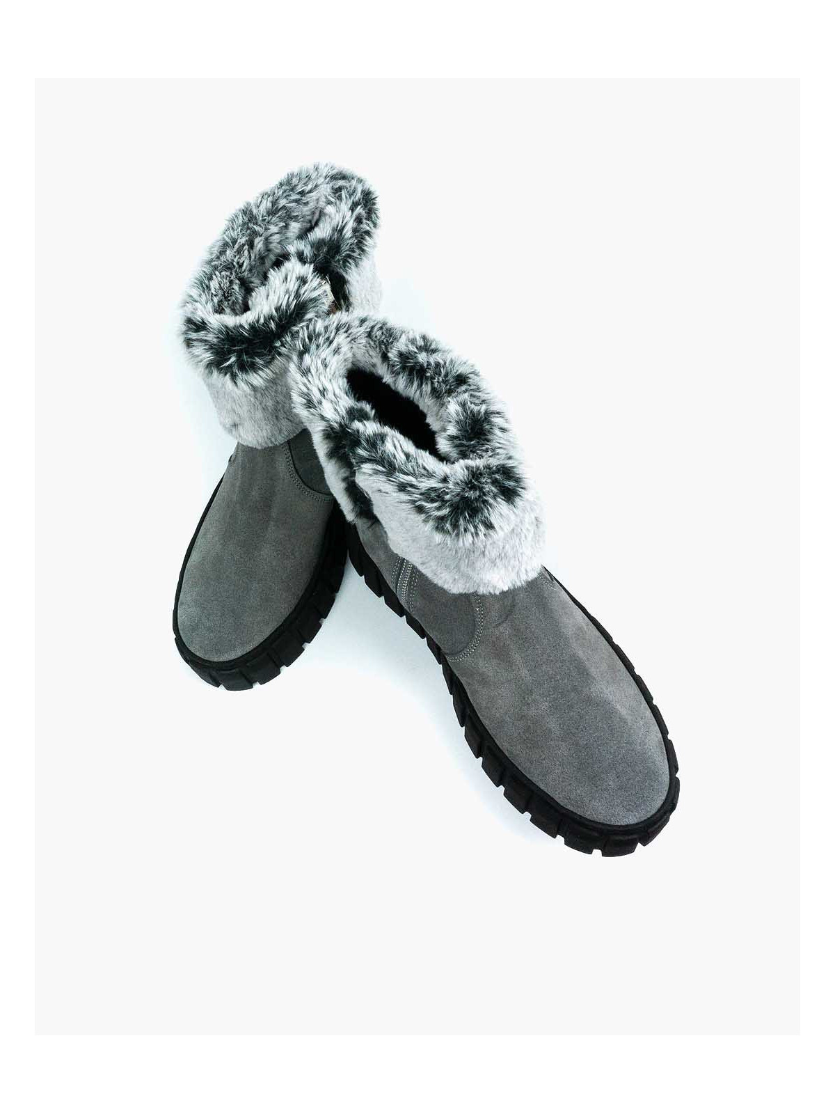 Szare śniegowce damskie skórzane