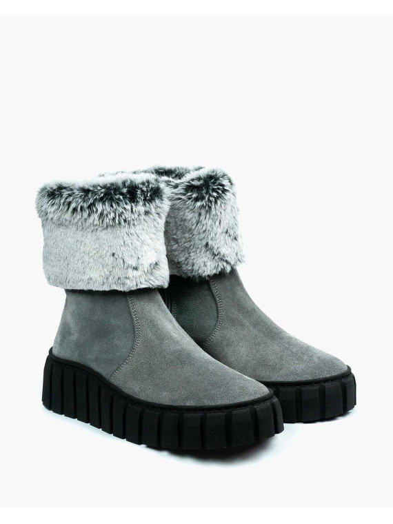 Szare śniegowce damskie skórzane