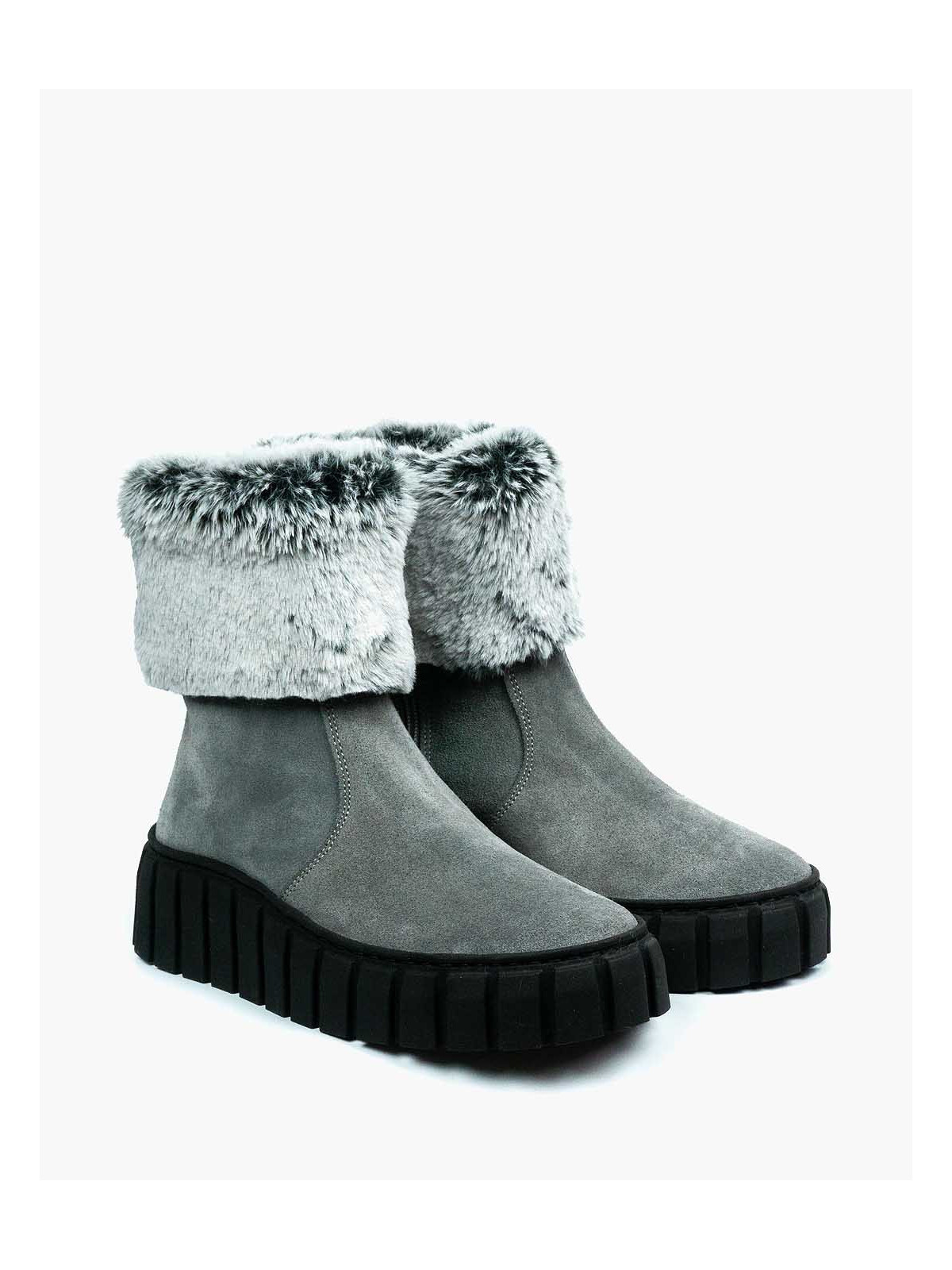 Szare śniegowce damskie skórzane