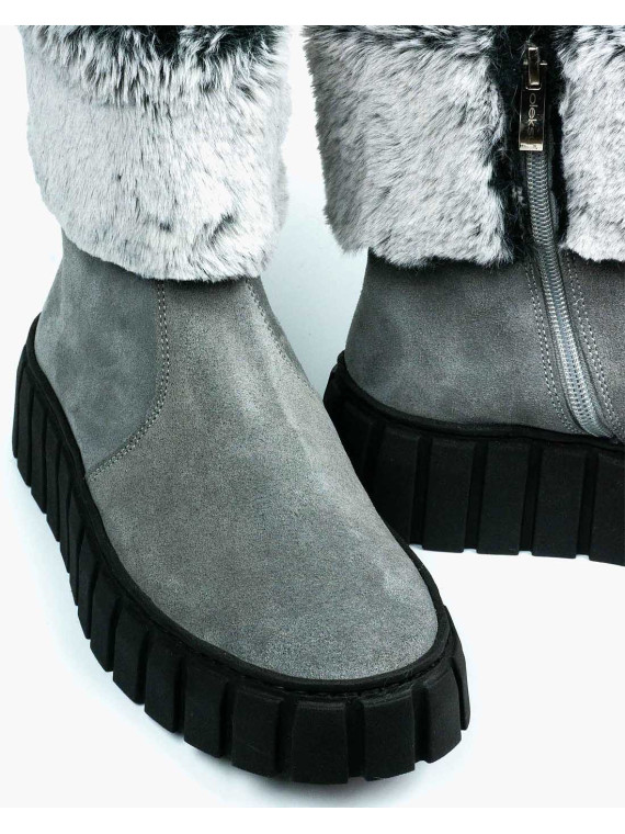 Szare śniegowce damskie skórzane