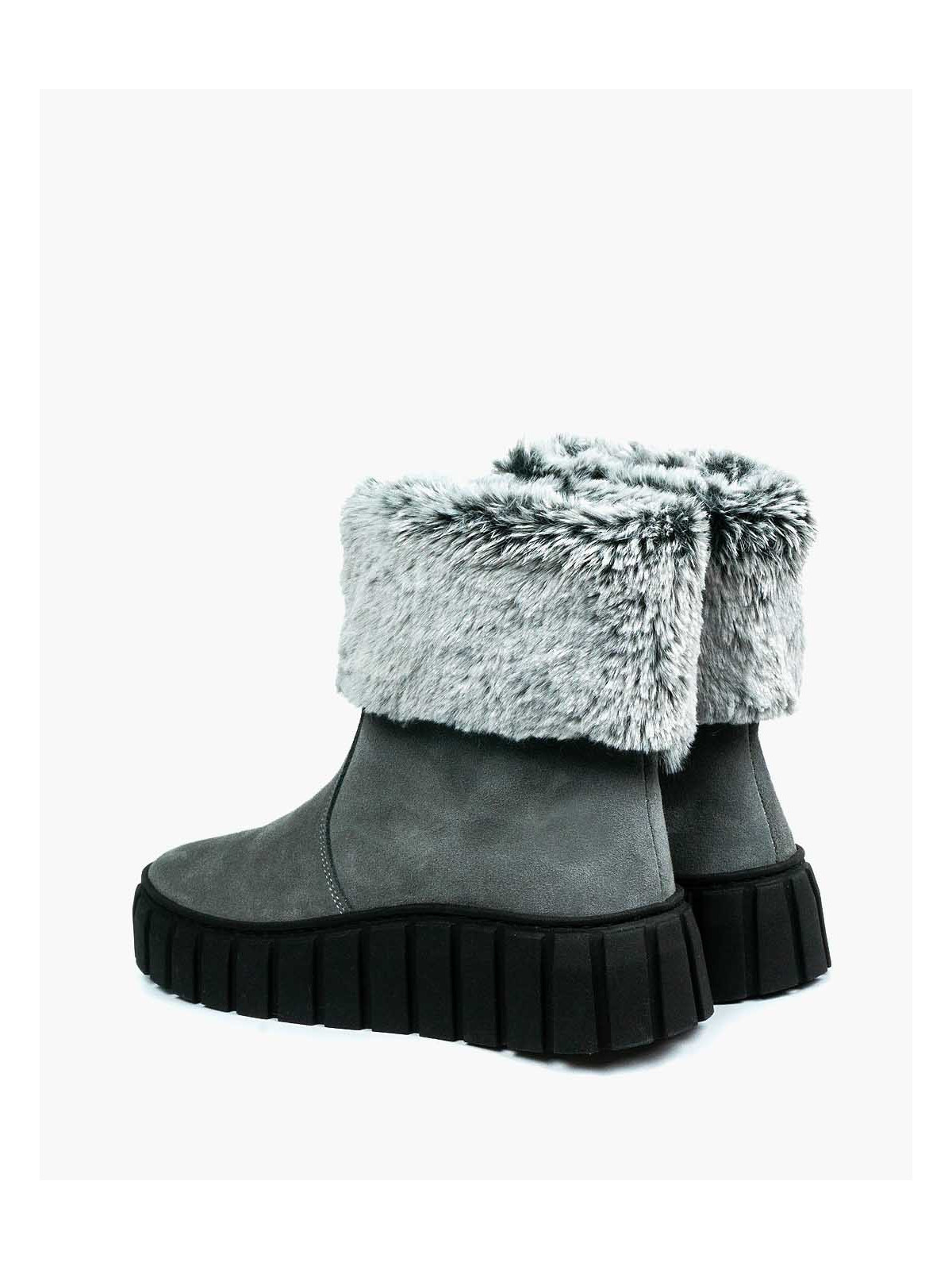 Szare śniegowce damskie skórzane